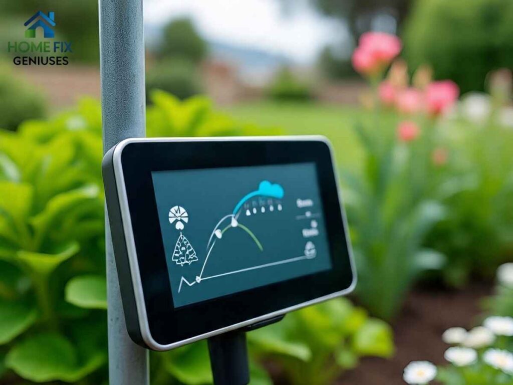 Sacramento County Smart Irrigation Controllers for Los Angeles Homeowners 2 Close-up of smart irrigation device showing real-time weather adjustments in a Los Angeles garden