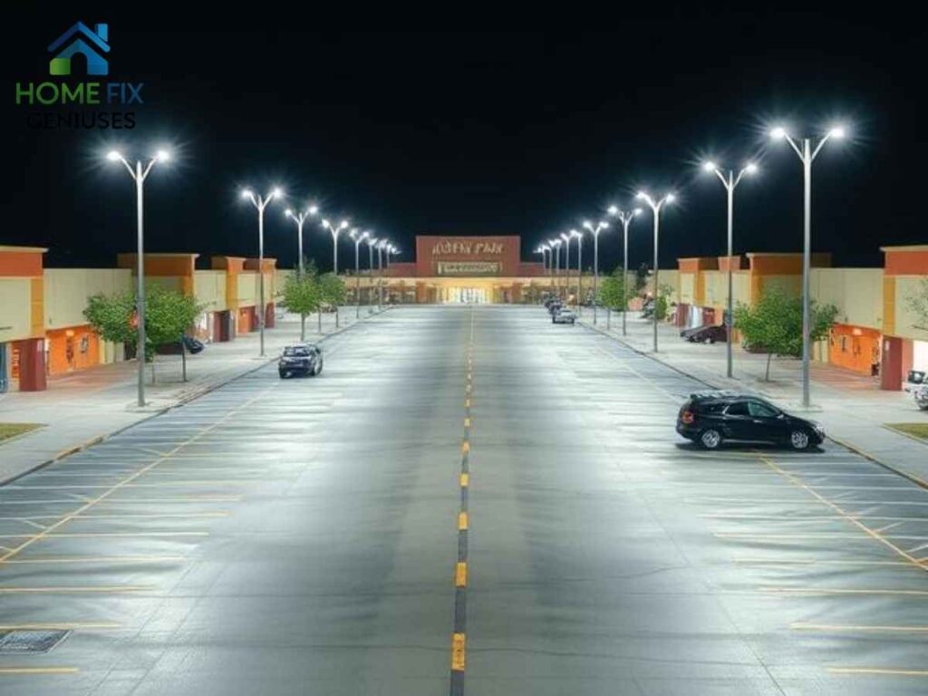 Arden Fair Mall Parking Lot Lighting: A Los Angeles Safety Revolution 2 Wide view of Arden Fair Mall's Los Angeles parking lot with bright, uniform lighting for enhanced security and visibility
