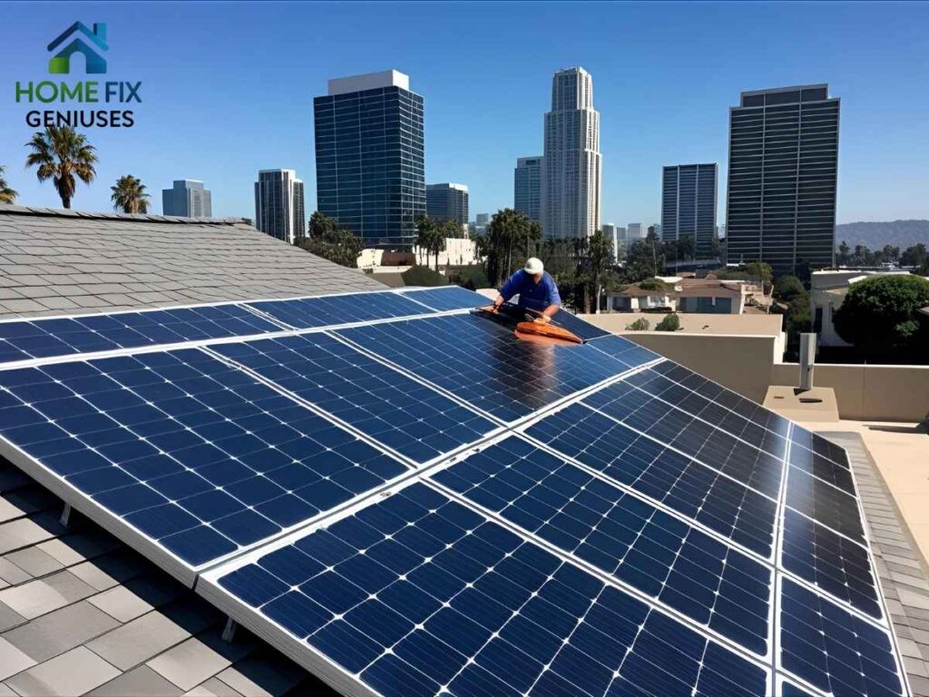 Tower District Solar-Panel Cleaning Schedules in Los Angeles 2 Professional solar-panel cleaning in Los Angeles neighborhood Tower District maintaining solar performance