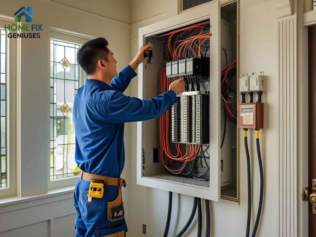 Mountain View Panel Upgrades for 100-Year-Old Homes in Los Angeles 1 Electrician upgrading panel in a historic Los Angeles Craftsman home