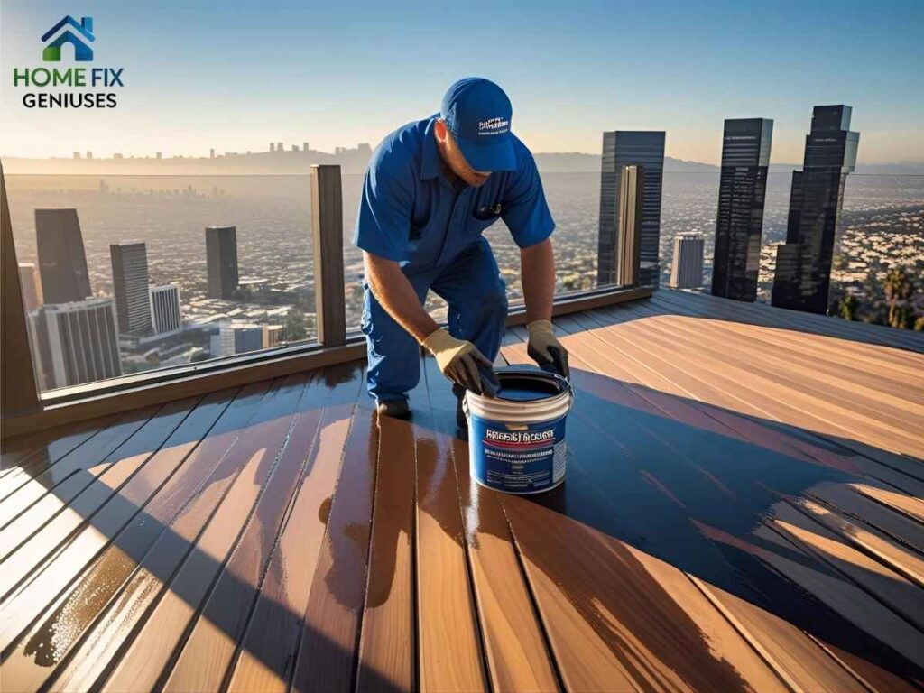 Mountain View Deck Waterproofing Tips for Los Angeles Homeowners 2 Professional deck waterproofing maintenance with Los Angeles views